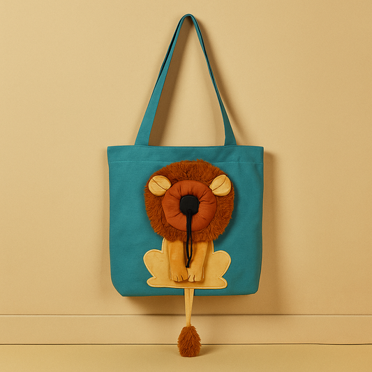 Lion-design pet carrier (breathable)